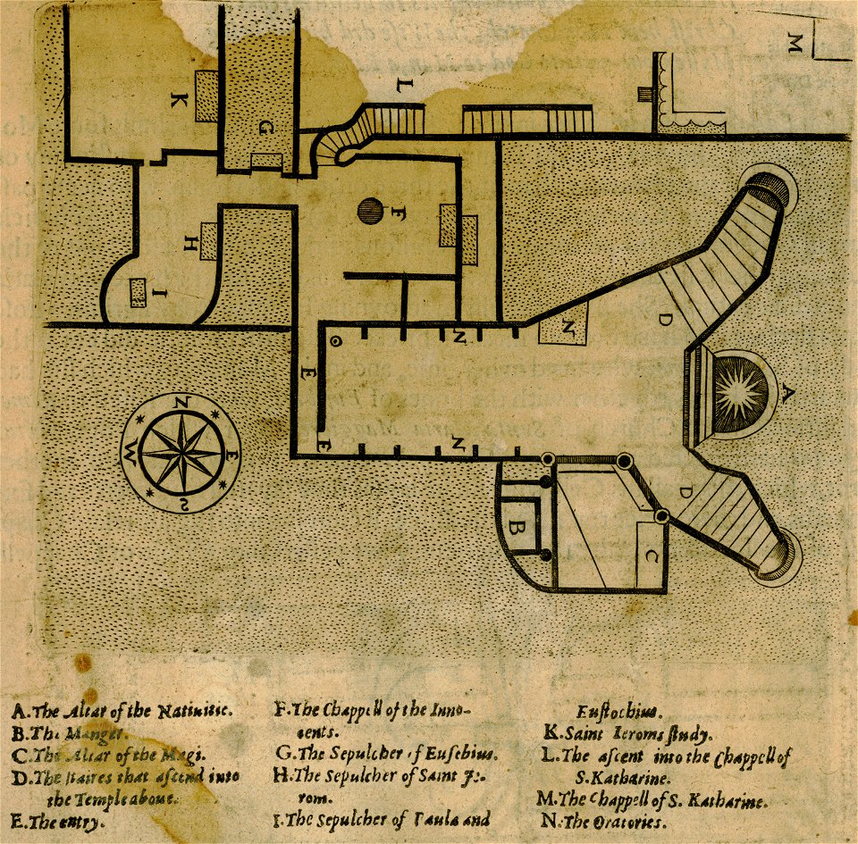 Plan of the Basilica of the Nativity in Bethlehem - Sandys George - 1615