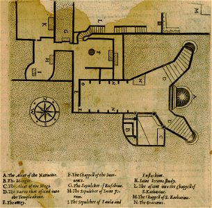 Plan of the Basilica of the Nativity in Bethlehem - Sandys George - 1615. Free illustration for personal and commercial use.