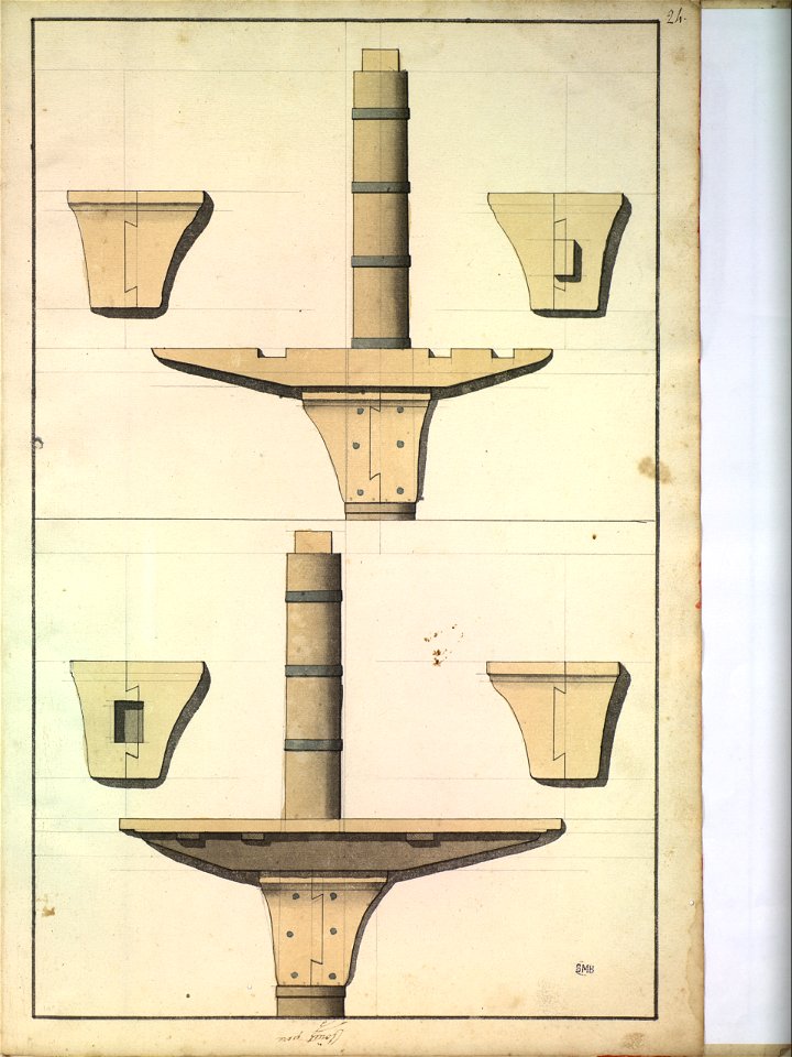 Plans d'éléments de mâture XVIIIè siècle 20
