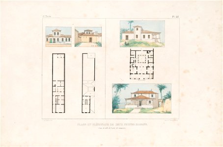 Plans et élévations de deux petites maisons, l'unne de ville et l'autre de campagne (8), da Coleção Brasiliana Iconográfica