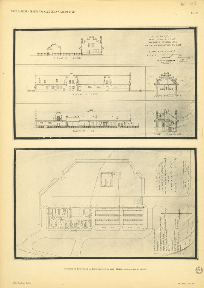 Planche 27. — Vacherie et services de la stérilisation du lait