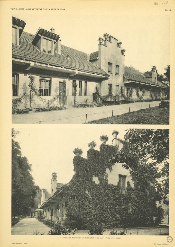 Planche 28. — Vacherie et services de la stérilisation du lait
