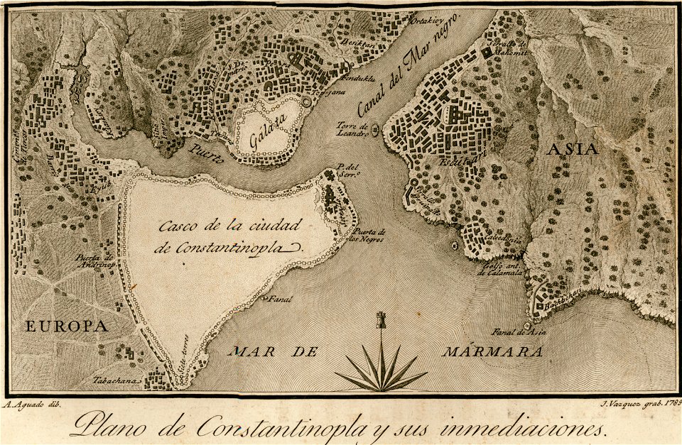 Plano de Constantinopla y sus inmediaciones - Moreno José - 1790