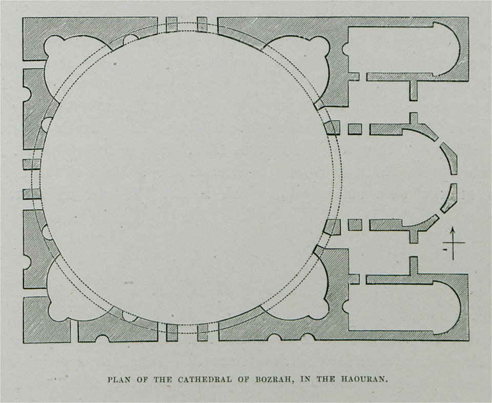 Plan of the cathedral of Bozrah, in the Haouran - Texier Charles - 1864