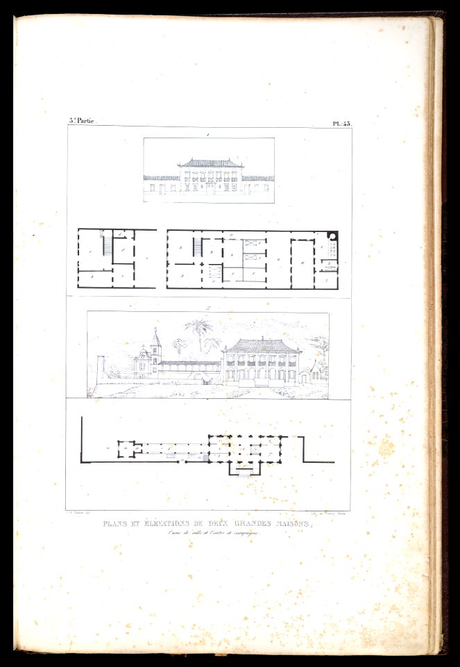 Plans et elévations de deux grandes maisons - L'une de ville et l'autre de campagne (1), da Coleção Brasiliana Iconográfica