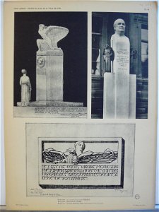Planche 56. — Monument à l’aviateur capitaine Ferber, monument à Édouard AYnard, maquette à Pierre Mouillard, précurseur de l’aviation