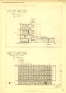 Planche 50. — Bureau des téléphones rue Vaudrey, coupe et élévation