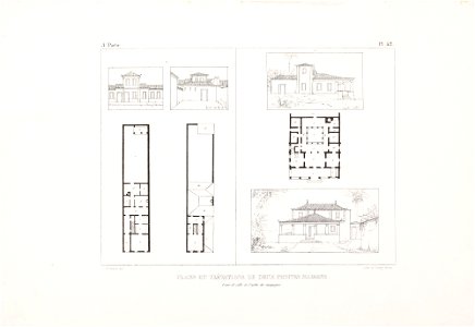 Plans et elévations de deux petites maisons. l´une de ville et l´autre de campagne (10), da Coleção Brasiliana Iconográfica