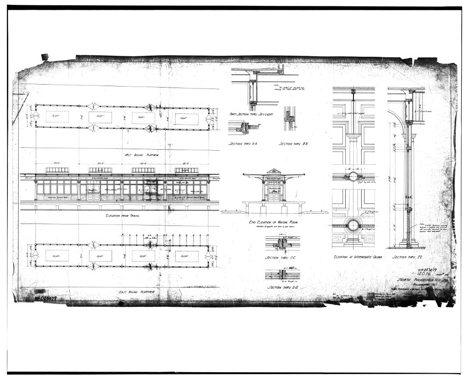 Plans, Elevations and Details of Platform Waiting Rooms (n.d.) - North Philadelphia Station