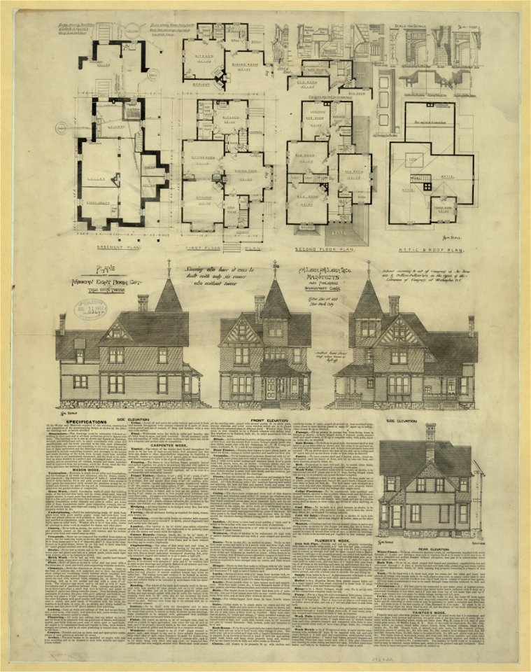 Plans of modern eight room cottage with tower LCCN2003674488