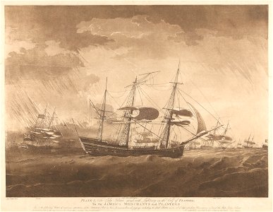 Plate I. The Lady Juliana struck with Lightning in the Gulf of Florida - 16th Septr 1782 RMG PY8431