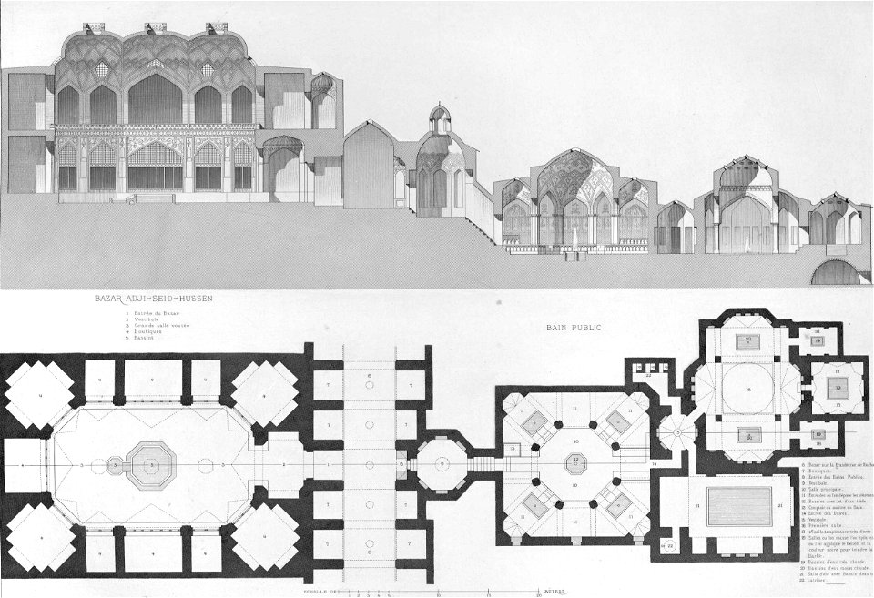 Plates on the bazar - Haji Seid Hussein and bathhouse Kashan by Pascal Coste