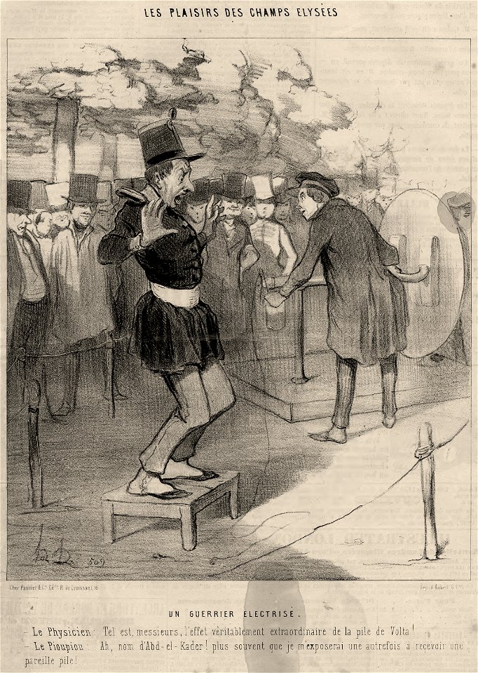 Pleasures of the Champs Elysées. An electrocuted warrior