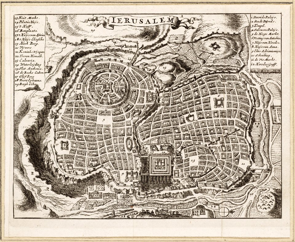 Plattegrond van Jeruzalem, objectnr A 19844