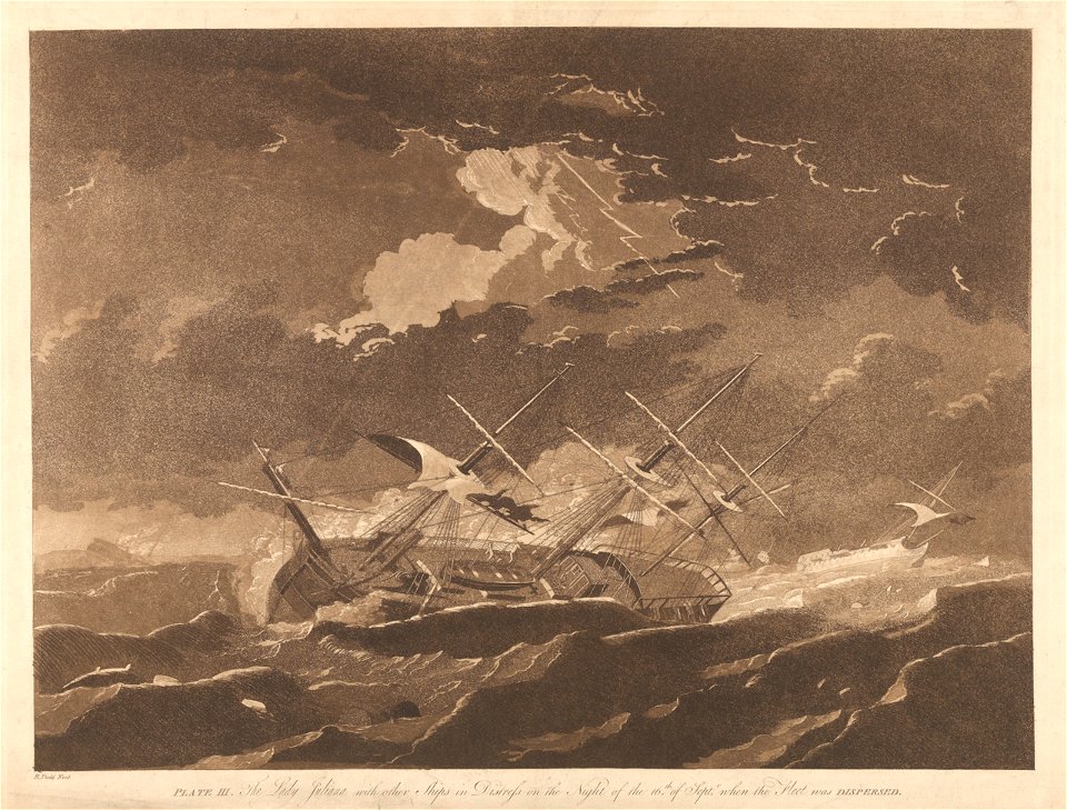Plate III. The Lady Juliana with other ships in Distress on the Night of the 16th of Septr, when the Fleet was dispersed RMG PY8433