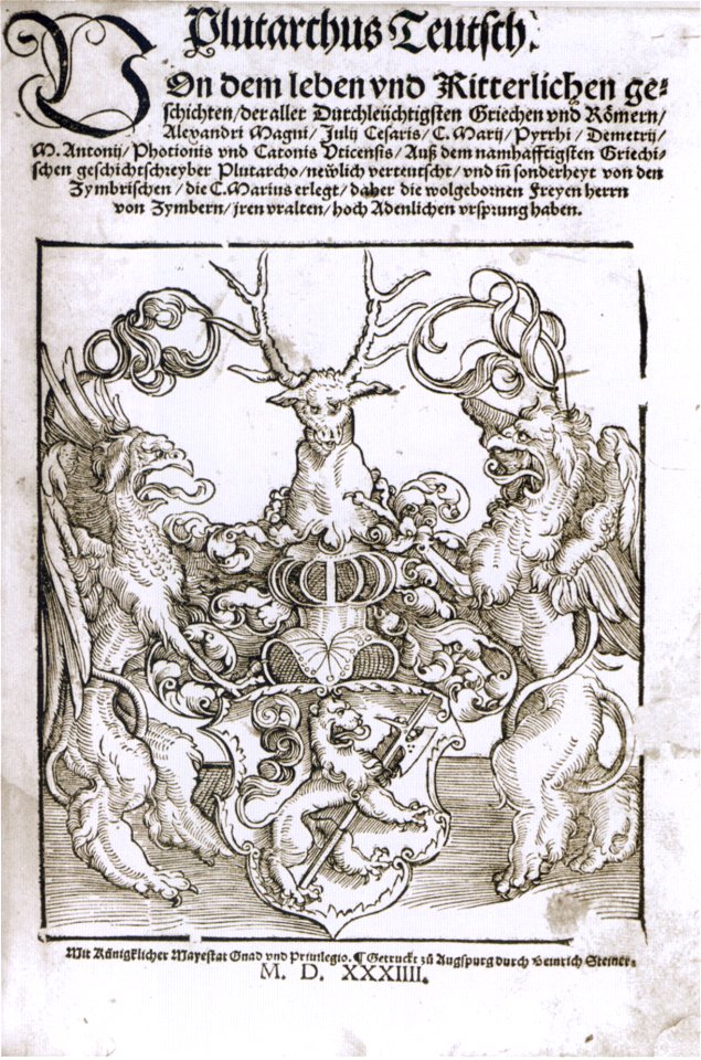 Plutarchus Teutsch 1534 Titel Wappen Zimmern