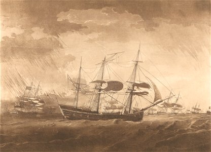 Plate I. The Lady Juliana struck with Lightning in the Gulf of Florida - 16th Septr 1782 RMG PY8431 (cropped)