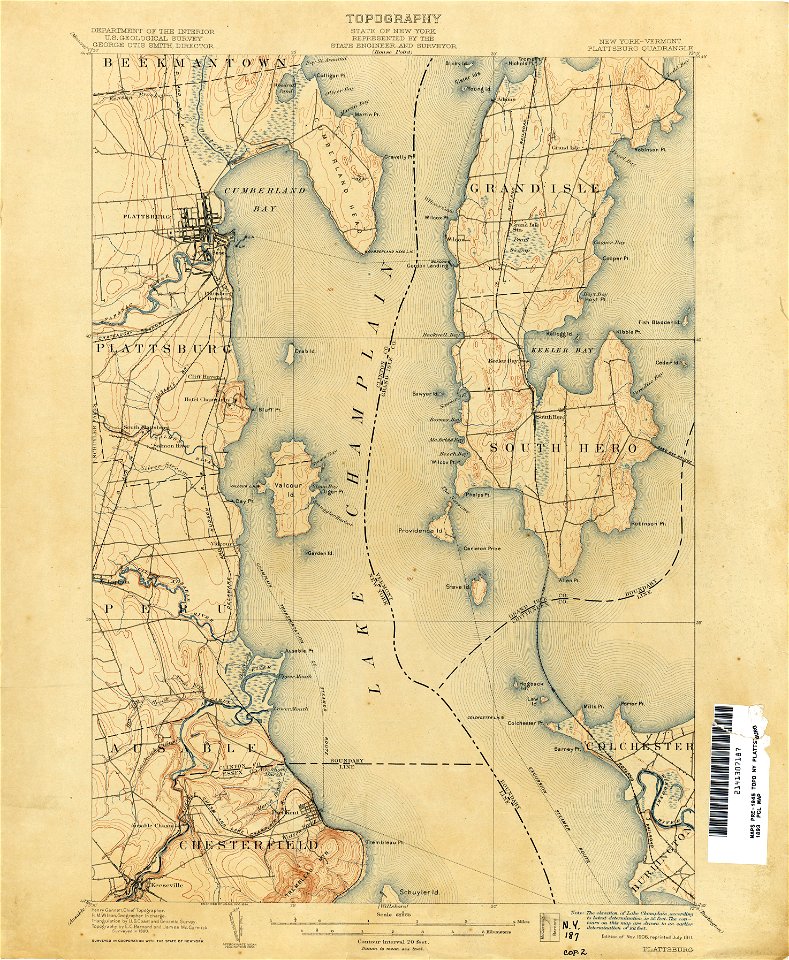Plattsburg New York USGS topo map 1893