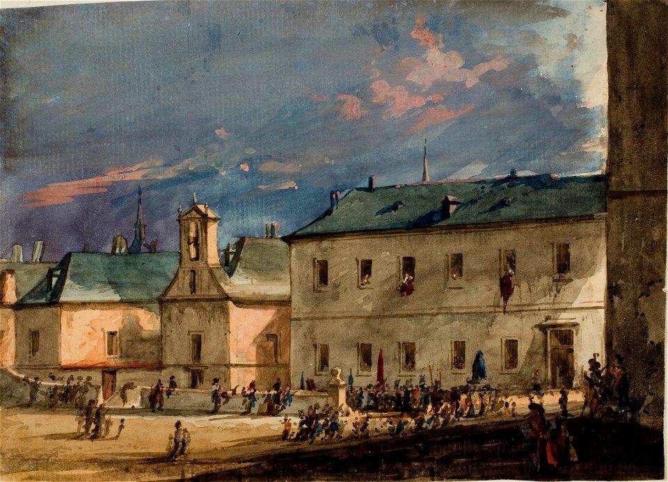 Plaza de El Escorial con el Santuario de la Virgen de Gracia