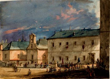 Plaza de El Escorial con el Santuario de la Virgen de Gracia