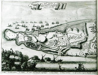 Platte Gront van de Stad en Fort van Koron, Belegert en verovert door de Republik van Venetien des Iaers 1685 - Dapper Olfert - 1688