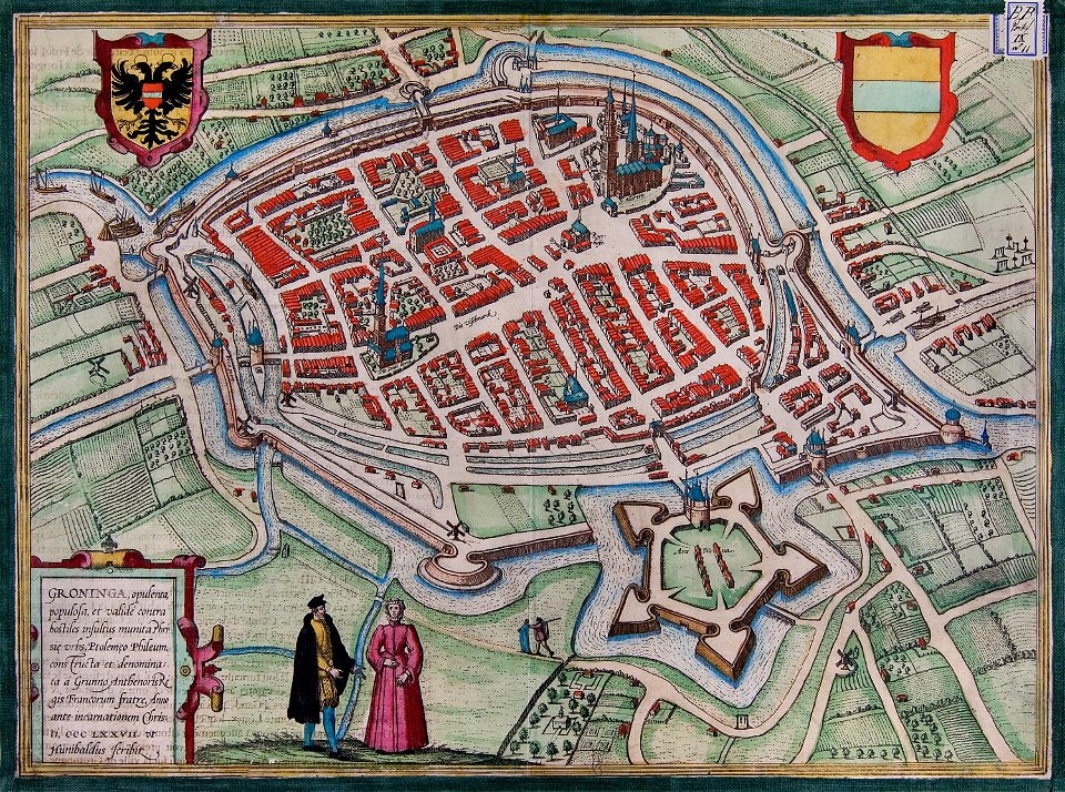 Plattegrond van de stad Groningen in 1575