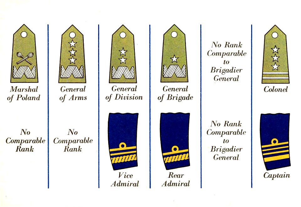 Pocket Guide of Uniform Insignia 1943 23 POLAND ARMY Shoulder straps NAVY Sleeve cuff stripes etc United Nations rank insignia (Prepared by United States Army) Author uncredited No known copyright Archive.org