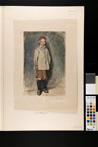 Pojke i vit tröja. Akvarell av C.G Hellqvist - Nordiska museet - NMA.0070045 (2). Free illustration for personal and commercial use.