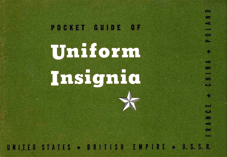 Pocket Guide of Uniform Insignia 1943 00 COVER United Nations rank insignia (Prepared by United States Army) No known copyright restrictions Archive.org