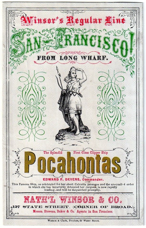 POCAHONTAS Clipper ship sailing card 37637 2