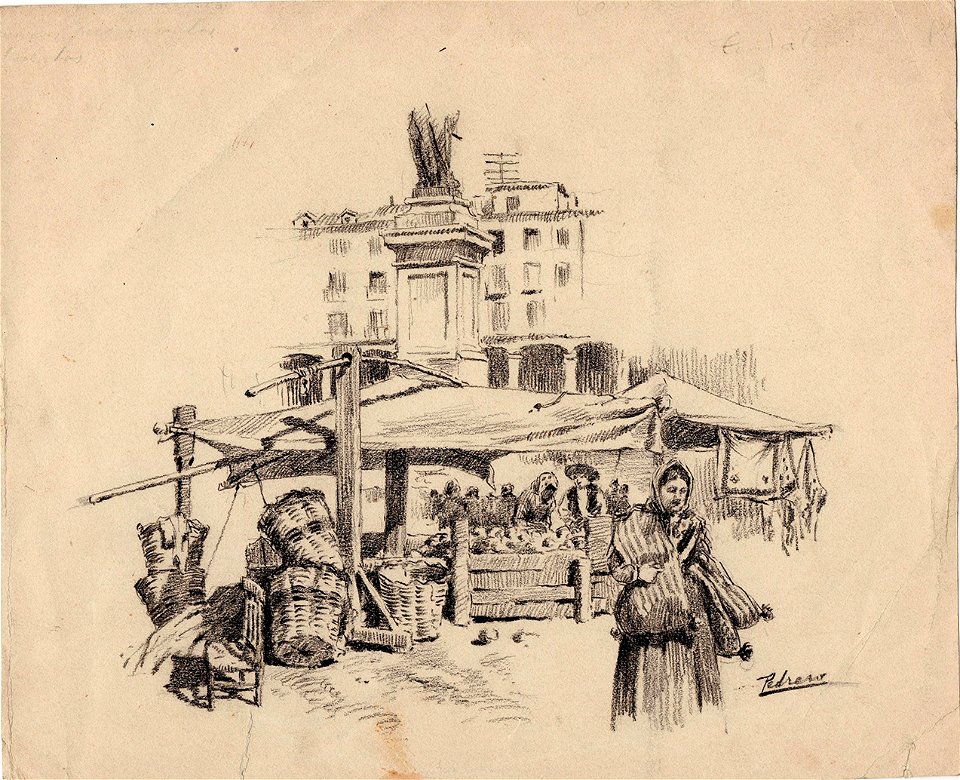 Plaza y mercado, by Mariano Pedrero, 25,5 x 20,9 cm
