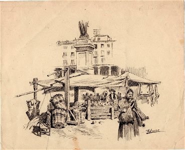 Plaza y mercado, by Mariano Pedrero, 25,5 x 20,9 cm