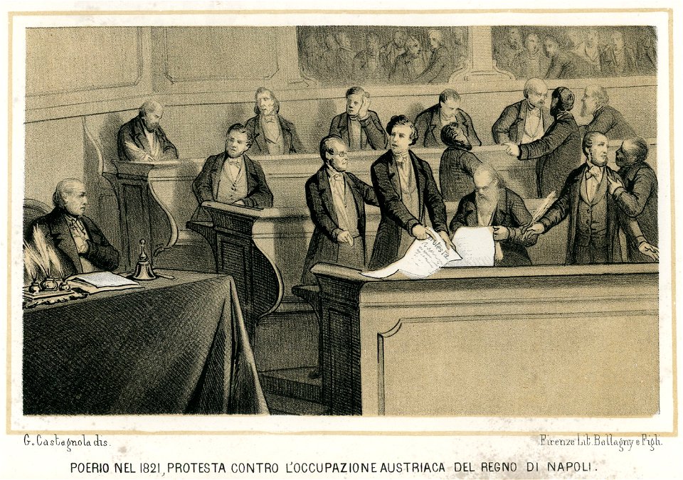Poerio nel 1821 protesta contro l occupazione austriaca del Regno di Napoli
