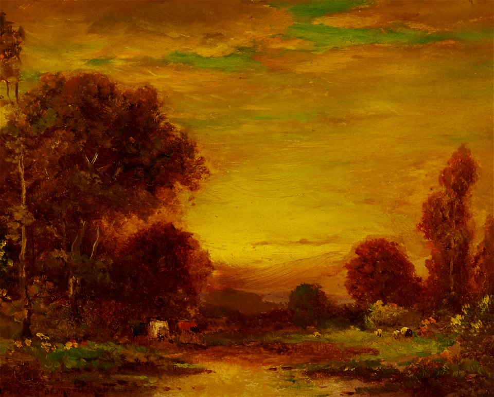 Cows and Sheep in a Pastoral Landscape by Alexis Matthew Podchernikoff