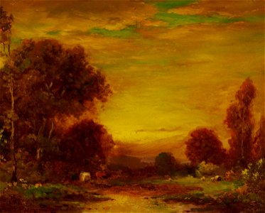 Cows and Sheep in a Pastoral Landscape by Alexis Matthew Podchernikoff
