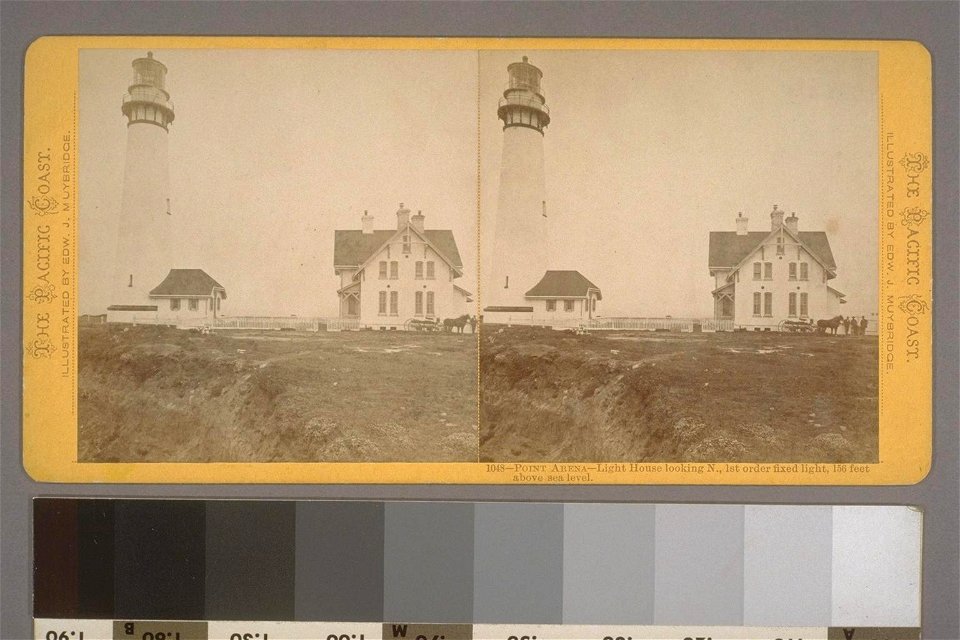 Point Arena Light-house, looking North, First Order Fixed Light, 153 feet above Sea Level