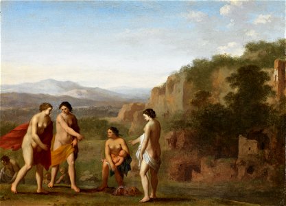Cornelis van Poelenburgh - The Finding of Moses (Birmingham Museum of Art). Free illustration for personal and commercial use.
