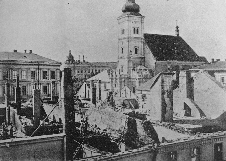 Pohled na Vyškov těsně po požáru roku 1917