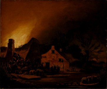 Egbert van der Poel - Fire in a Farmhouse - NG.M.00014 - National Museum of Art, Architecture and Design. Free illustration for personal and commercial use.