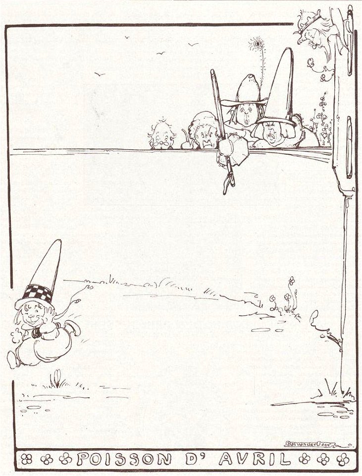 Poisson d'Avril - maandplaat van Bas van der Veer in De Kroniek (1917)