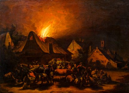 Egbert van der Poel - Nocturnal fire in a village