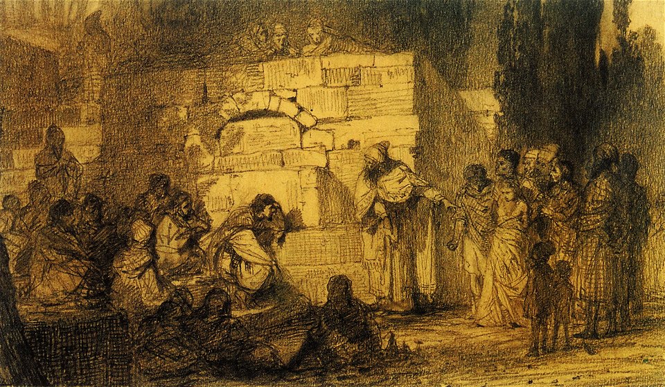 Christ and the woman taken in adultery Study 1873 grm