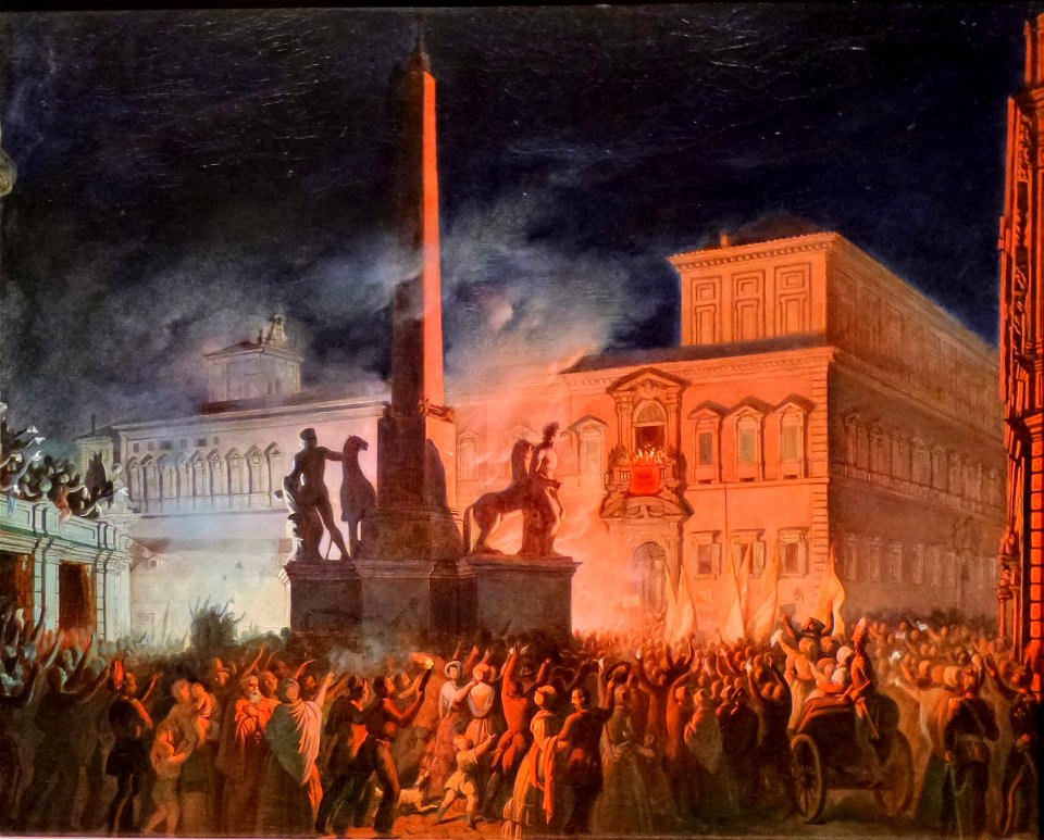 Political manifestation in Rome (Speech of Pope Pius IX from the balcony of the Papal Palace) by Karl Bryullov
