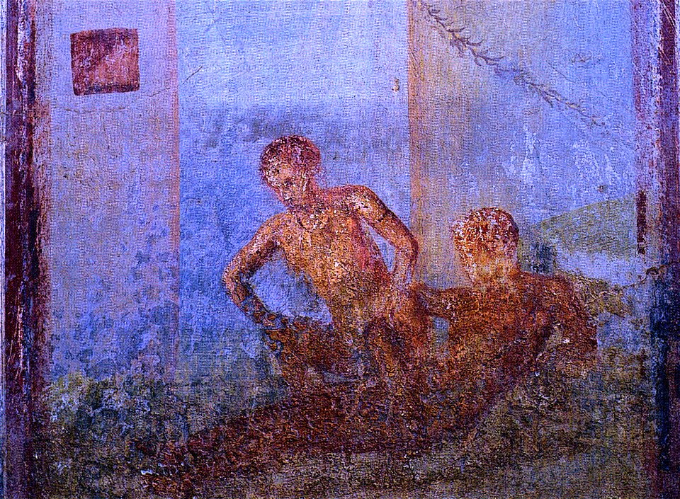 Pompeii - Casa del Centenario - Cubiculum - Love scene from north wall