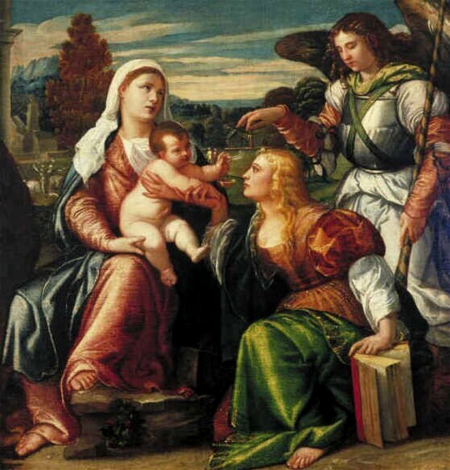 Polidoro da Lanciano - Maria met kind en de heiligen Catharina en Michaël - 2560 (OK) - Museum Boijmans Van Beuningen