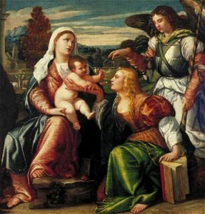 Polidoro da Lanciano - Maria met kind en de heiligen Catharina en Michaël - 2560 (OK) - Museum Boijmans Van Beuningen