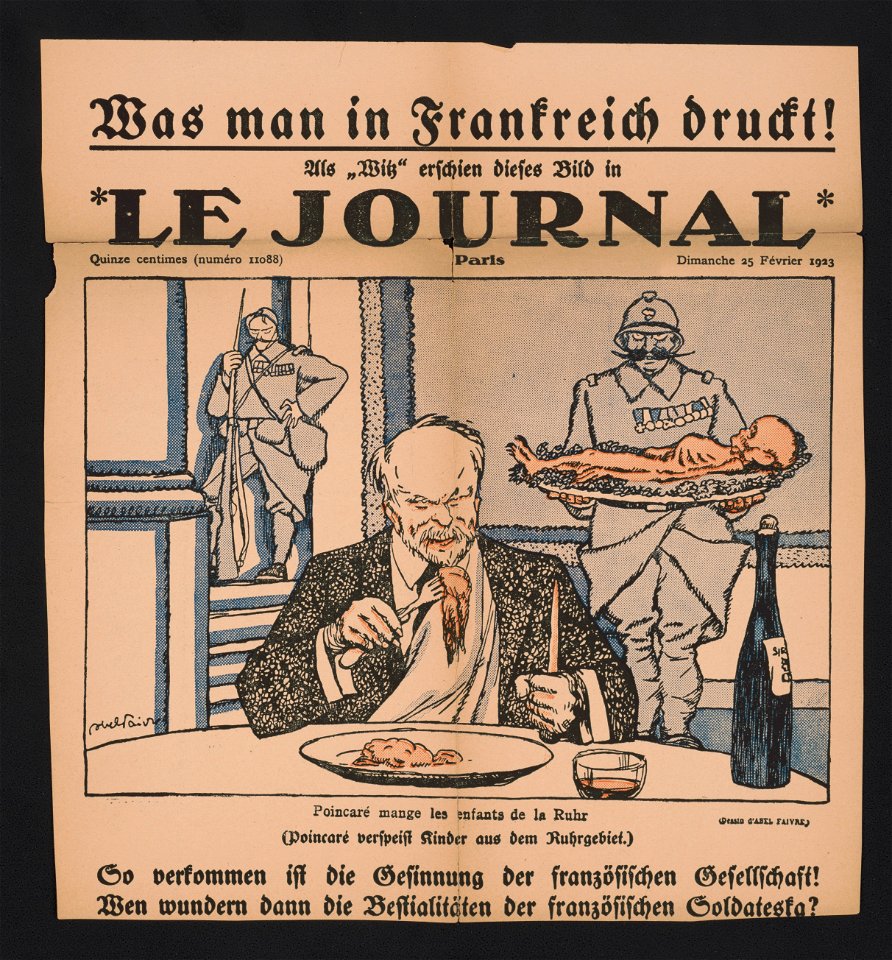 Poincare ́mange les enfants de la Ruhr Dessin d' Abel Faivre LCCN2003680925