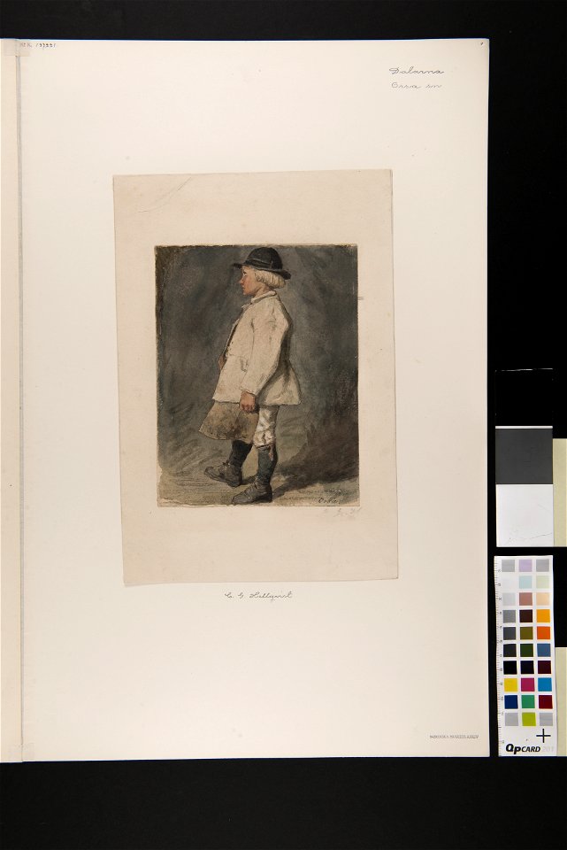 Pojke i vit tröja. Akvarell av C.G Hellqvist - Nordiska museet - NMA.0070046 (2)