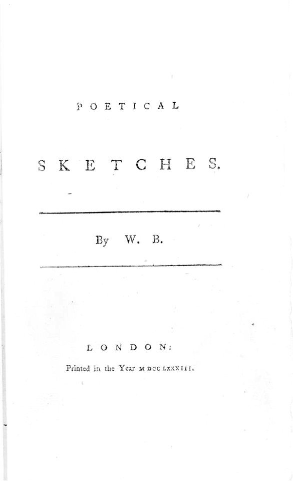Poetical Sketches title page