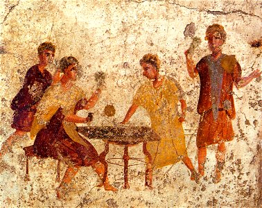 Pompeii - Osteria della Via di Mercurio - Dice Players. Free illustration for personal and commercial use.